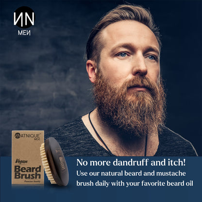 Vegan Beard Brush for Men, 100% Sisal Bristles, Natural Beechwood Handle, Ergonomic Grooming Brush for Beard & Mustache