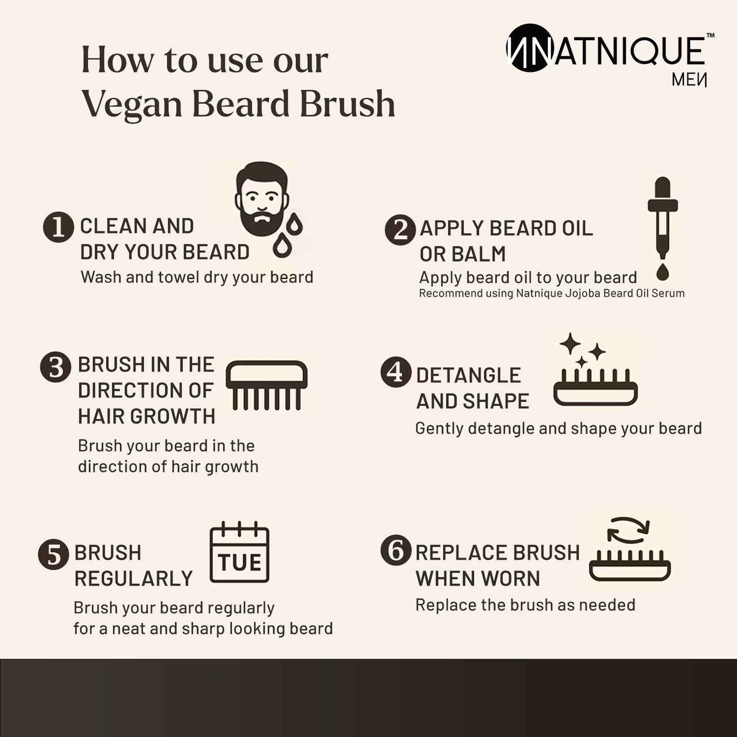 Vegan Beard Brush for Men, 100% Sisal Bristles, Natural Beechwood Handle, Ergonomic Grooming Brush for Beard & Mustache