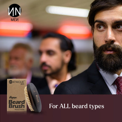Vegan Beard Brush for Men, 100% Sisal Bristles, Natural Beechwood Handle, Ergonomic Grooming Brush for Beard & Mustache