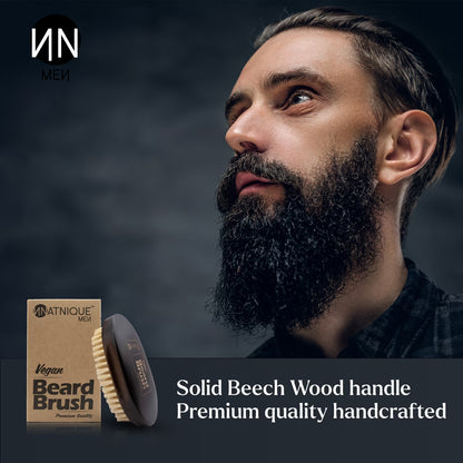 Vegan Beard Brush for Men, 100% Sisal Bristles, Natural Beechwood Handle, Ergonomic Grooming Brush for Beard & Mustache