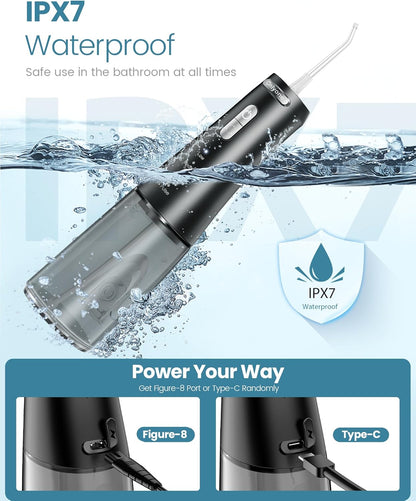 Rechargeable Cordless Water Flosser with Adjustable Water Pressure for Daily Oral Care, Power Dental Flosser for Home and Travel Use, Portable Oral Irrigator for Sensitive Gums and Braces Care