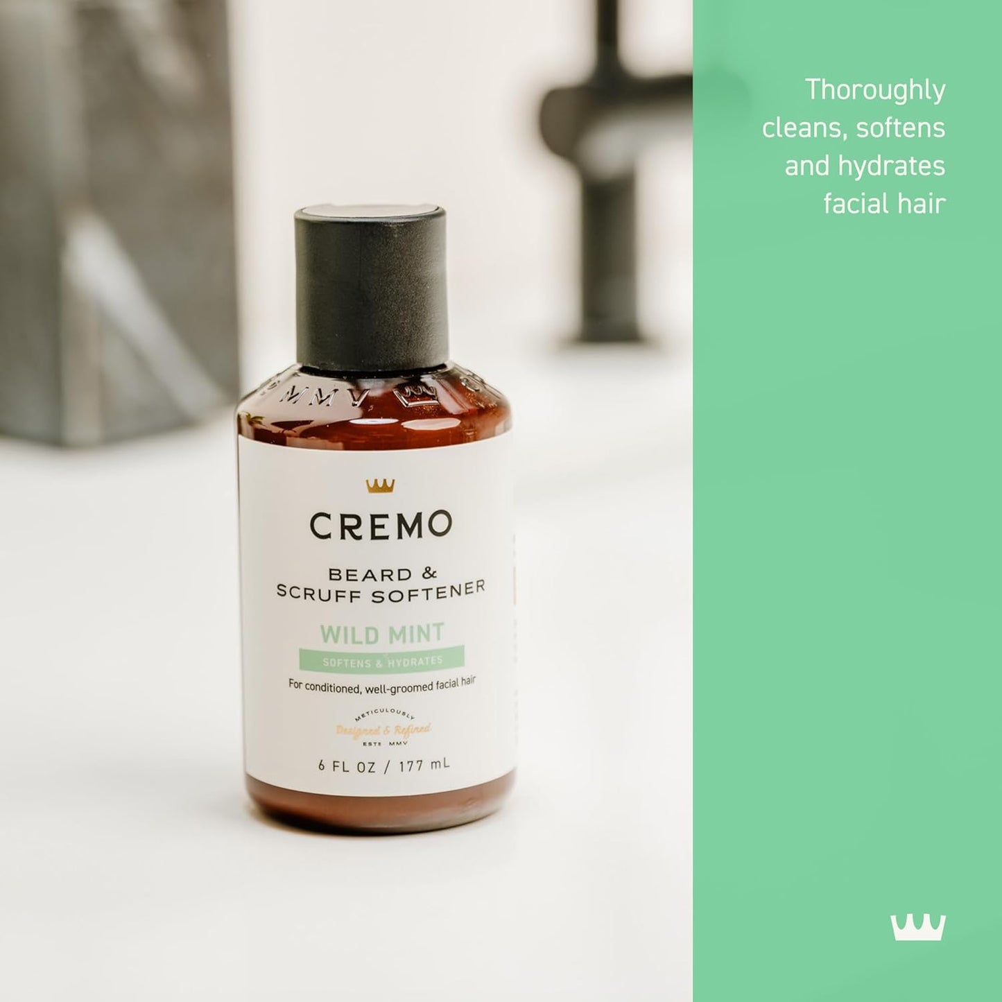 Wild Mint Beard & Scruff Softener, Softens and Conditions Coarse Facial Hair of All Lengths in Just 30 Seconds, 6 Fl Oz