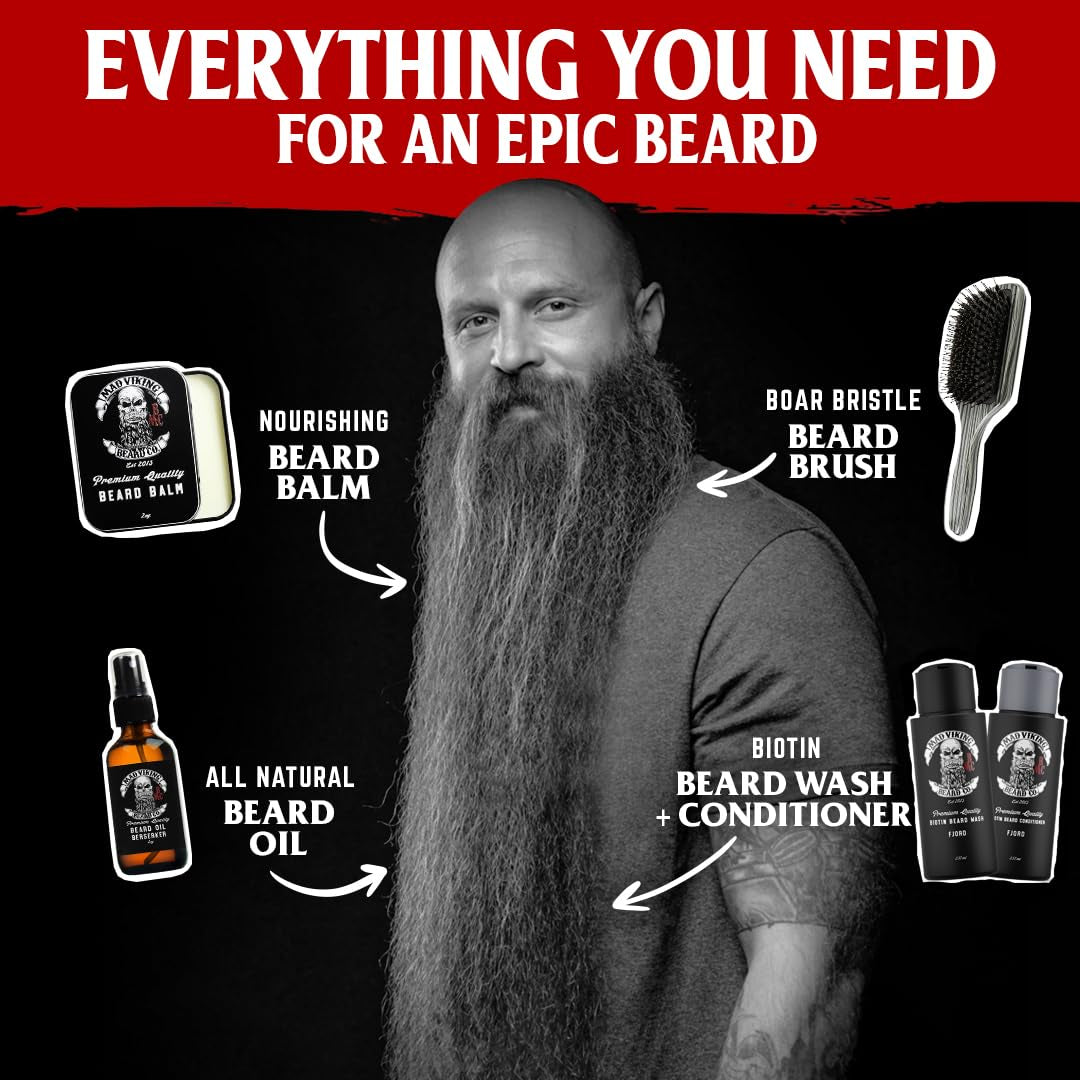 Mad Viking Valhalla Beard Oil - Hydrate, Soften and Grow Your Beard Naturally. Fight Itch and Dandruff with a Smooth Sandalwood & Vanilla Scent, Made in the USA - 2Oz