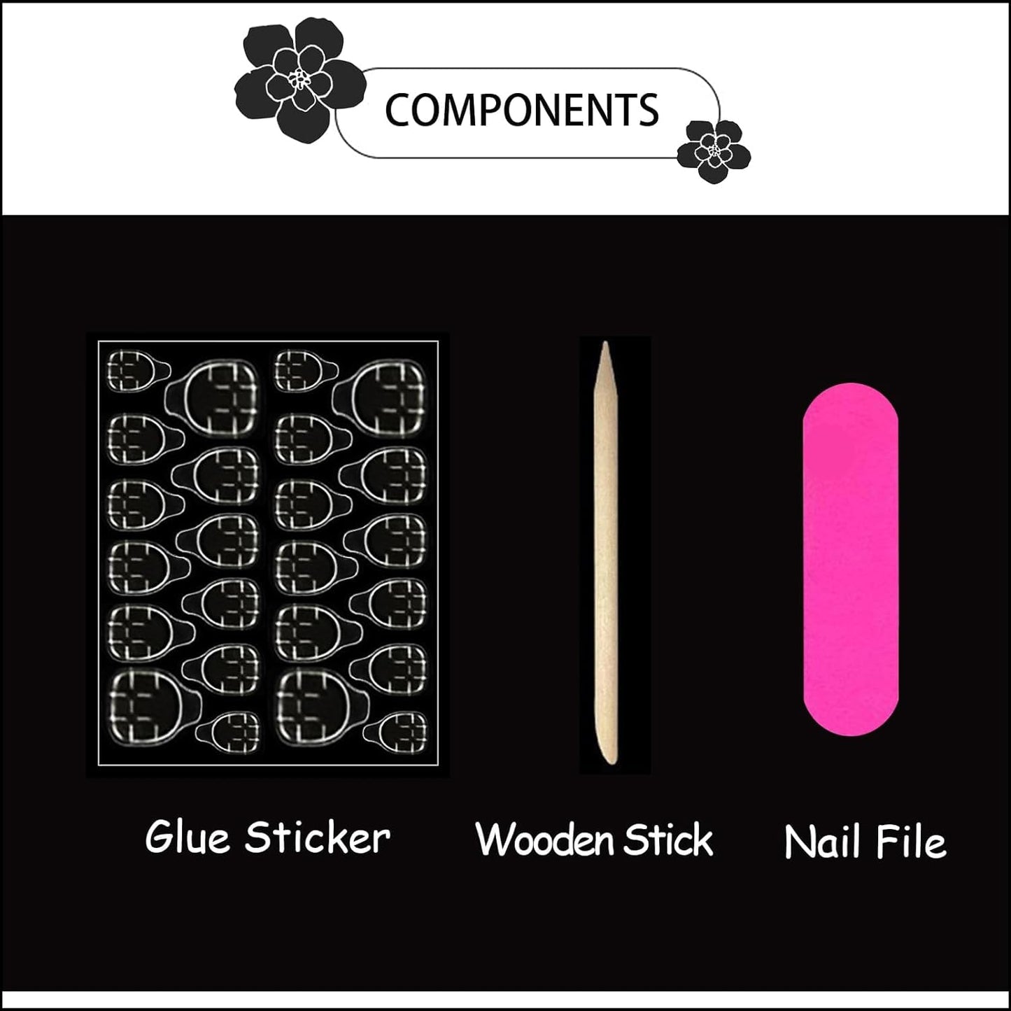 Long Press on Nails Square - Silver French Tip Fake Nails with Heart Design - Rhinestone, Elegant Full Cover Stick on False Nails - for Women 24 Pcs