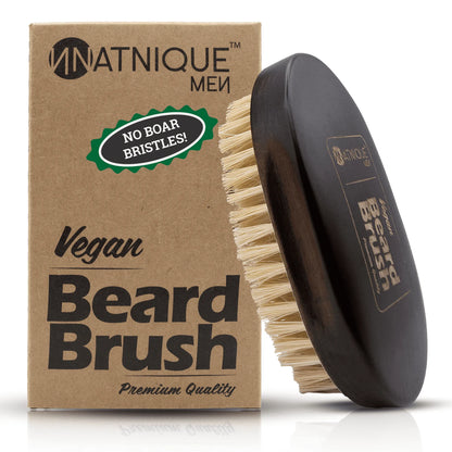 Vegan Beard Brush for Men, 100% Sisal Bristles, Natural Beechwood Handle, Ergonomic Grooming Brush for Beard & Mustache